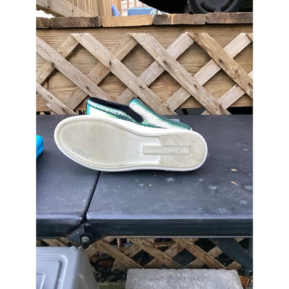 Michael KORS KEATON MK LOGO IRIDESCE WOMENS SKATE SNAKE SNEAKERS 6M/36M - Picture 4 of 5